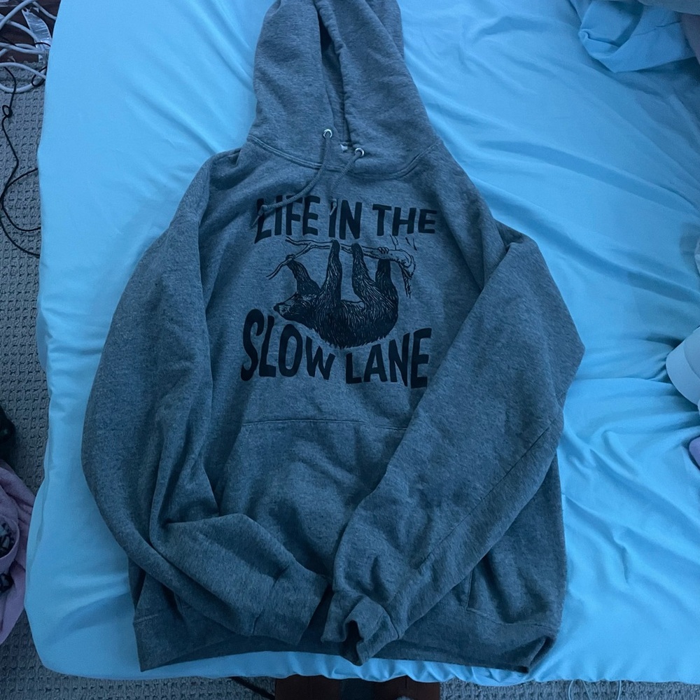 Gray Hoodie with Sloth Graphic